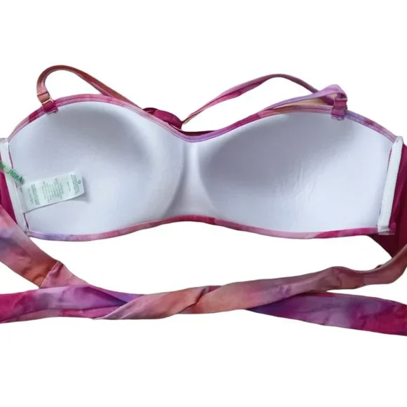 SANDFLOWER Bandeau Swim Top Tye Dyed Canyon Pink Color Women's Size L(12… - Picture 4 of 11